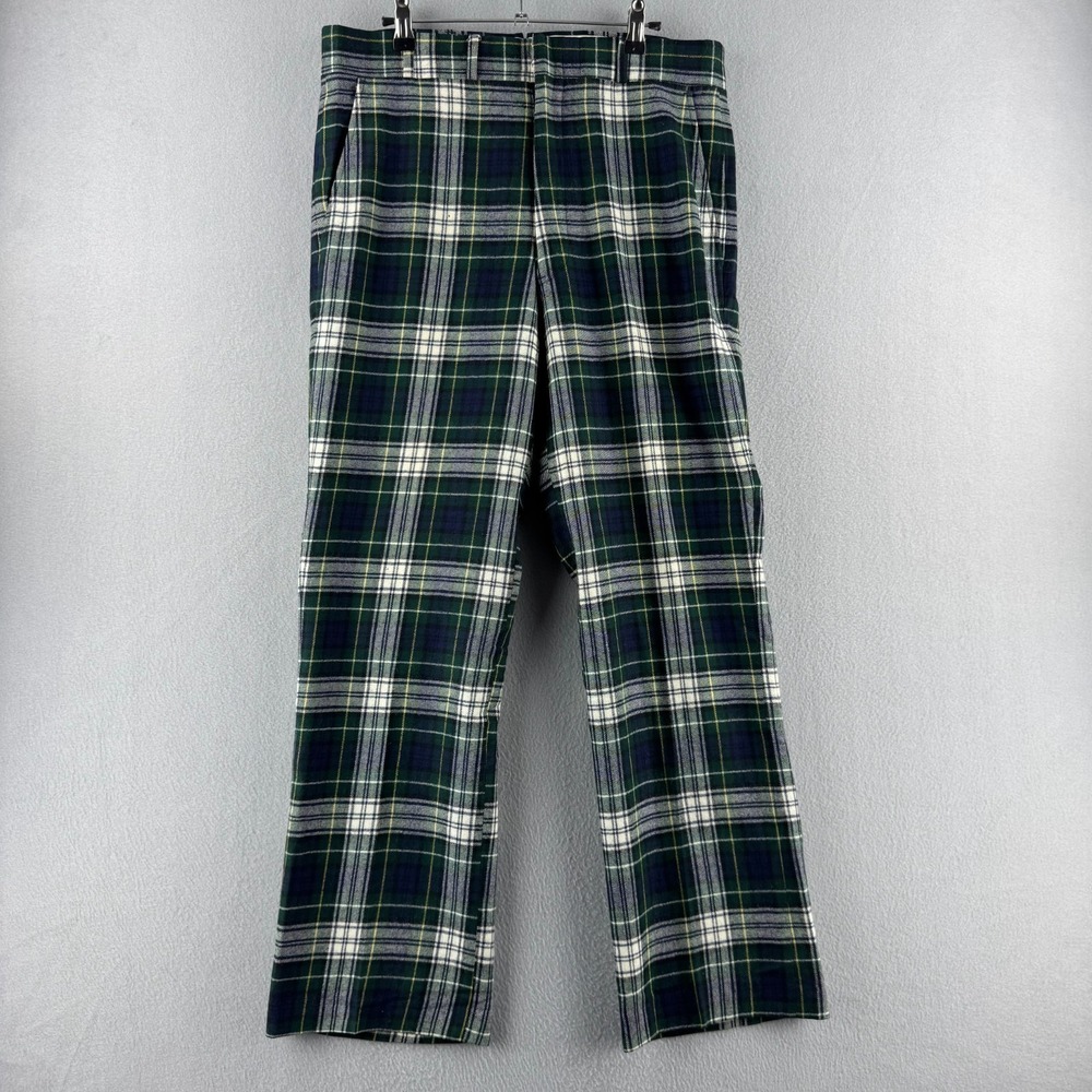 Vintage LL Bean Pants Mens Fits 33x29 Wool Tartan Plaid Bootcut Trouser USA